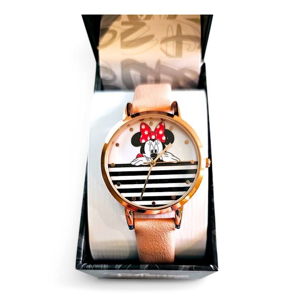 Disney Minnie Mouse Rose Gold Tone Watch with Pink Band Gift Box - Picture 3 of 7